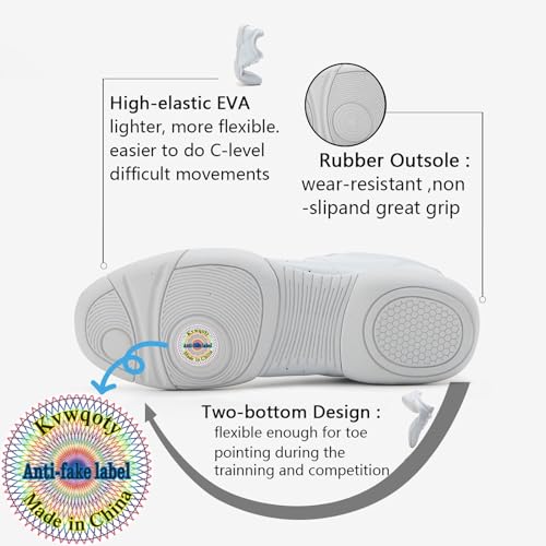 White Cheer Shoes Girls Dance Athletic Women Gymnastic Training Tennis Competition Sneakers Flexible Leather Cheerleading Tumbling Kid Youth Adult2