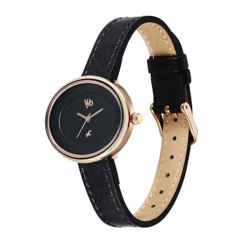 Image of Fastrack Vyb Mirage Quartz Analog Black Dial Black Split Leather Strap Watch for Women - FV60103WL01W