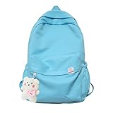 Eagerrich Aesthetic Backpack Cute Kawaii Backpack School Supplies Laptop Bag for Teens Girls Women Students Solid Color