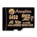 Amplim 64GB Micro SD Card, 2 Pack MicroSD Memory Plus Adapter, MicroSDXC U3 Class 10 V30 UHS-I Extreme High Speed Switch, Go Pro Hero, Surface, Phone Galaxy, Camera Security Cam, Tablet, PC