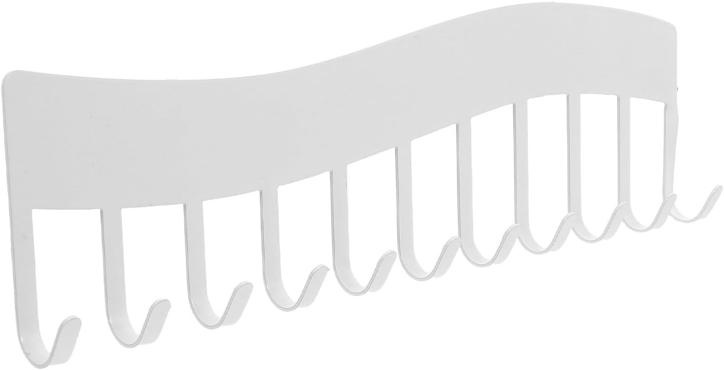 Didiseaon Jewelry Organizer Rack with 11 Hooks White Wall Mounted