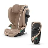 CYBEX サイベックス【公式】ソリューション G2 アーモンドベージュ プラス 折りたたみ、ISOFIX 固定、R129適合、12歳まで使える、ロングユース、軽量、ジュニアシート (オリジナルリフレクターバンド付き)