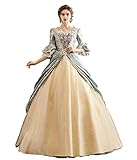 18th Century Women's Rococo Ball Gown Printing Long Gothic Victorian Dress (M, Masquerade_Style1)