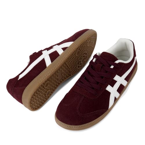 Image of Tigeridea Casual Sneakers for Women Lightweight Lace Up Tennis Shoes | Non-slip Lace Up Fashion Sneaker, Round Toe Retro Walking Shoes, 2026 Trendy Comfortable Trainers
