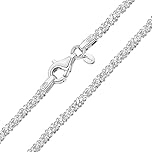 Amberta Italian 925 Sterling Silver Diamond Chain for Women - 1.7 mm Snow/Rock Silver Chain Necklace: 26 inch/ 65 cm Long Silver Chain