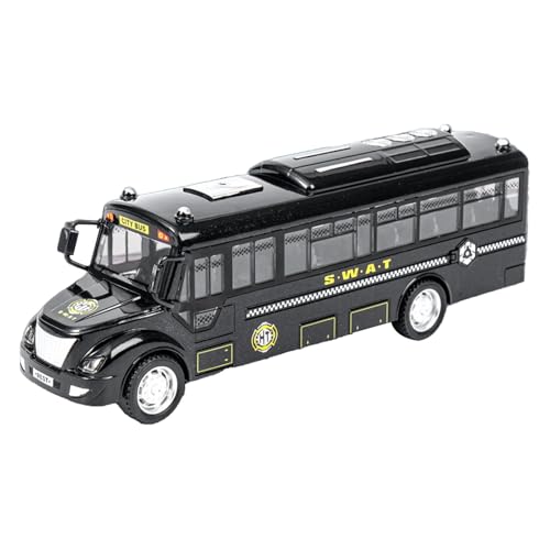 predolo Bus Spielzeugbus Modell Im Maßstab 1:12 mit Ton Und Licht, Lustig, Kreativ für Kinder, Fahrzeugspielzeug für Feiertage, Geburtstagsfeiern, Partys, Schwarz