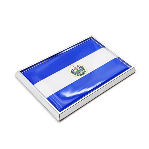 Image of Salvador Flag Sticker Emblem Decal Salvadoran Car Chrome Flags, 2 Pack, 3 x 2 inches