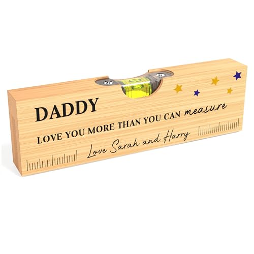 Image of Beecreative Personalised Daddy - Wooden Spirit Level With Bottle Opener Multitool Gift - Love You More Than You Can Measure