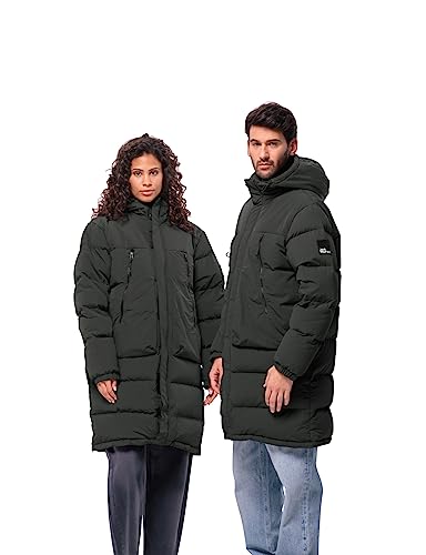 Veste longue Dellbrueck Jack Wolfskin doudoune mixte noire pour affronter l'hiver