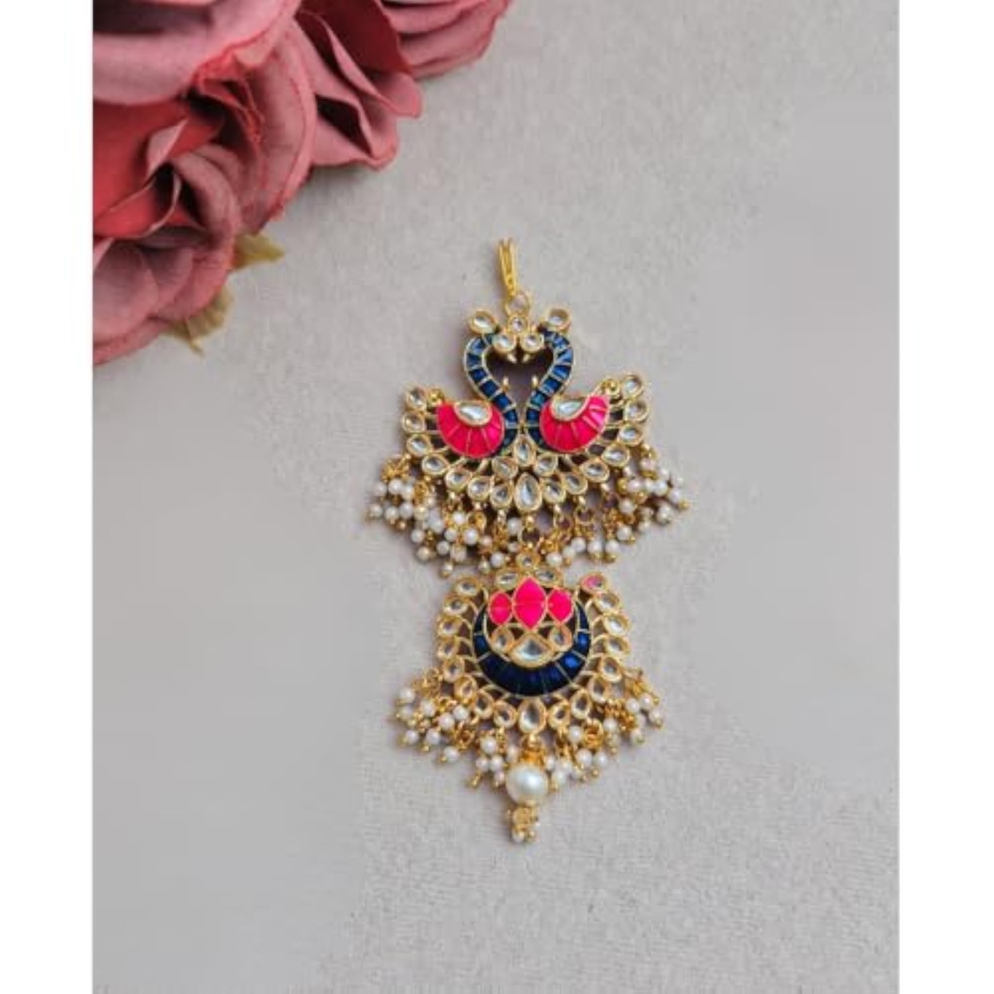 Gold Plated Traditional Indian Hairpin with Meenakari Work