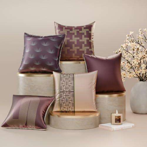 Image of Stoa Paris Cushion Cover Set of 5, Home Decor for Sofa, Bed & Living Room, Digital Printed Cushion Cover 16 Inch x 16 Inch, Soft Touch Finish, Hidden Zip Closure, Cordelia's Courtesy - Cordelia