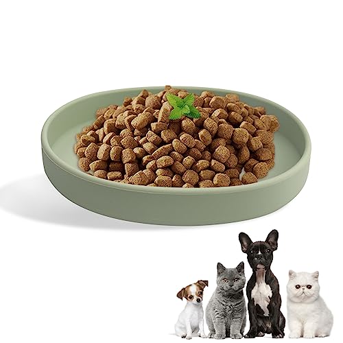 HENGBIRD Cuencos para Gatos, 18cm Cuenco Comida Gato, Comedero Gatos con Ventosa, Plato Gato de Silicona para Perros, Gatos, Conejos, Plato para Comida Seca y Comida Húmeda (Verde)