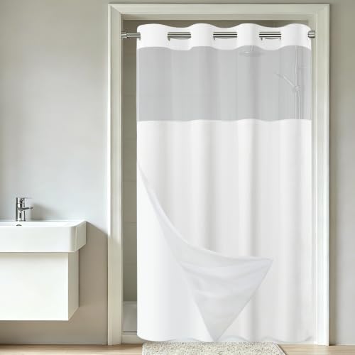 SORTTO Ringless Slub Shower Curtain with Snap in Liner, 60x74, White