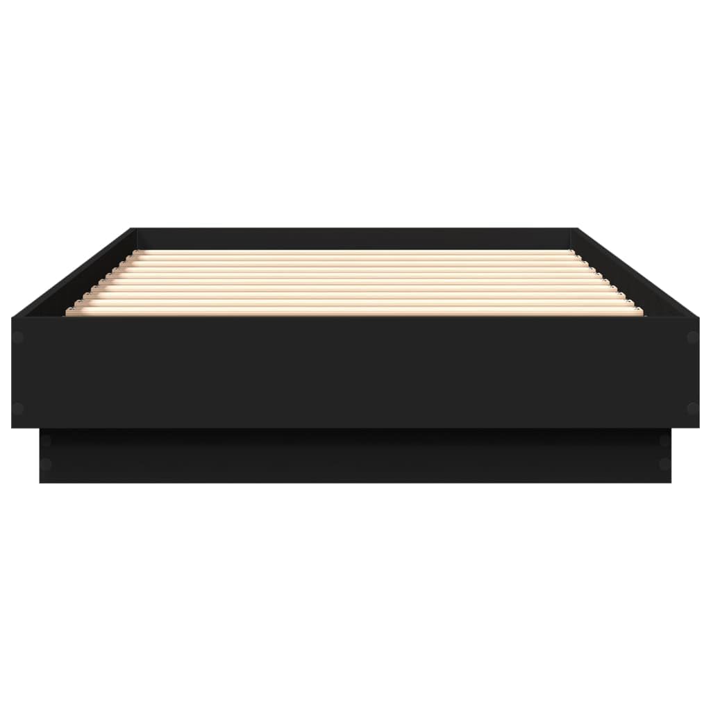 vidaXL Rama łóżka z oświetleniem LED, czarna, 75x190 cm
