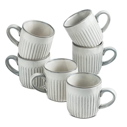 Coffee Mugs Set 6, Coffee Cups With Handle Porcelain Cups For Hot Cold Drinks Chocolate Milk Latte Tea Cocoa, Modern Unique Style Coffee Mug Set Gifts For Men Women 10 Oz 300Ml #TOP17