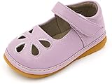 Little Mae's Boutique Mary Jane Light Pink Flower Punch Squeaky Shoes for Toddler Girls, Ideal...