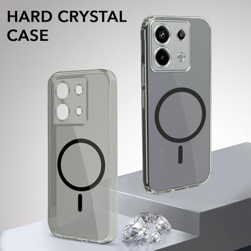 Image of Jkobi Lifetime Anti-Yellow MagSafe Compatible Clear Back Cover Case for Redmi Note 13 Pro (Sleek Hard Crystal | Shockproof and Camera Protection)