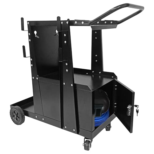 Welding Cart with Cabinet & Swivel Wheels