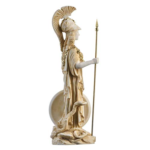 Estatua de Atenea con escudo Medusa y búho 10.6" miniatura 6