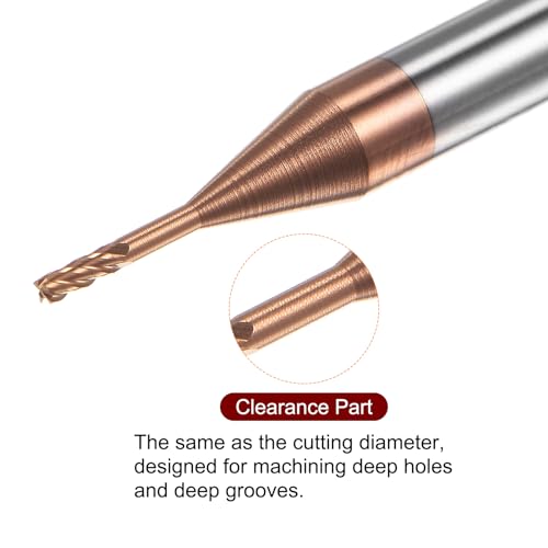 Image of HARFINGTON 2pcs Square Nose End Mill 4mm Shank 1mm x 6mm AlTiSin Coated Solid Carbide Long Reach Extended Neck 4 Flutes CNC Router Bit Milling Cutter for Stainless Steel Hardened Steel