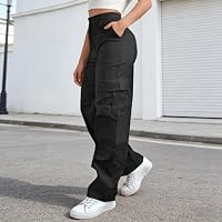Cargo Pants Women,Baggy Cargo Pants for Women High Waisted Hiking Work Pant 2026 Fall Workout Travel Trousers with Multiple Pockets(Black_01,Large) — image 2