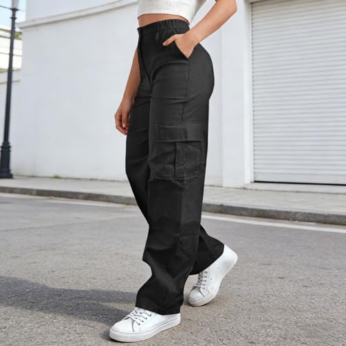 Cargo Pants for Women Baggy High Waisted Stretchy Wide Leg Y2K Hiking Pants - image 2
