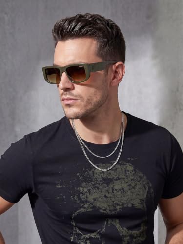 Image of POLICE | 100% UV protected | Unisex | Large | Full Rim | Rectangular | Frame: Shiny Dark Olive Polycarbonate | Lens: Brown Gradient CR39