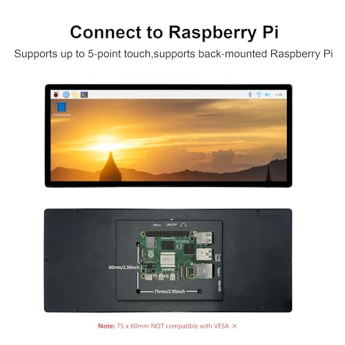 Image of 12.3 Inch Touchscreen Monitor, FHD IPS 1920x720 Stretched Bar LCD Touch Display, Travel Portable Touch Screen Secondary Display for Computer Windows macOS Aida64 GPU CPU RAM Monitoring