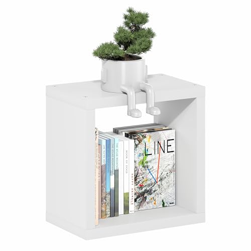 Furinno Cubicle Floating Shelves for Wall, Cube Wall Shelf, Extra Thick Wall Mounted Book Shelf, Single, 16" x 16" x 9.8", for Bathroom, Bedroom, Living Room, White - image 3