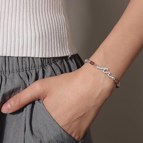 Image of TONY & SANDY Friend Gifts for Women, Unique Birthday Gifts for Women, Sister Gift from Sister, Wave Bracelet, Christmas Stocking Stuffers for Woman Female, Bestie Friendship Bracelets