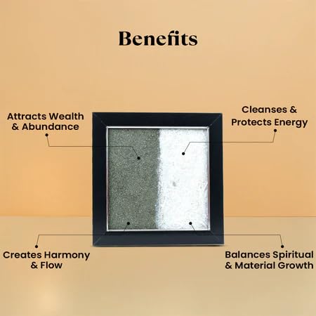 Image of Astrotalk Dhan Varsha Frame with Pyrite & Selenite | Vastu Items for Wealth & Positivity | Wall Decor items Living Room | Raw Pyrite Frame for Wall | Gift for Man & Woman | 19x19x1 cm | 1 Piece