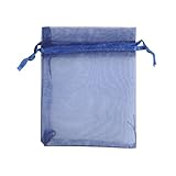  Topwedding Organza-Beutel mit Kordelzug, 8,9 x 11,4 cm, Marineblau, 100 Stück