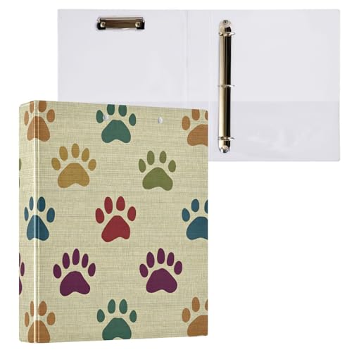 ALAZA Multicolored Dog Paw Print 3 Ring Binder Holds of 200 Sheets Fits Letter Sized Paper D-Ring Organizer for School Home Work Office 1 Pack
