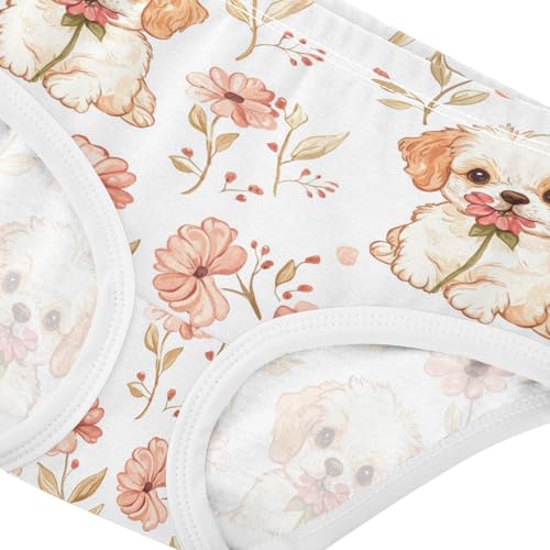 ZZKKO Cute Puppy Dog Flower Girls Underwear Toddler Panties for Girls Comfort Brief Size 2-8T3