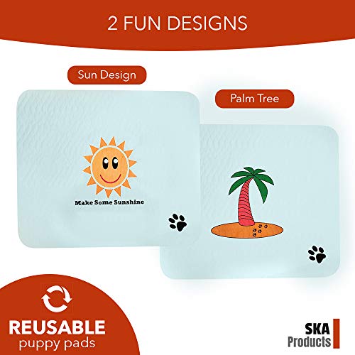 image for SKA Products Cute Washable Puppy Pee Pads | 2 Pack Sun, Palm Tree Desi