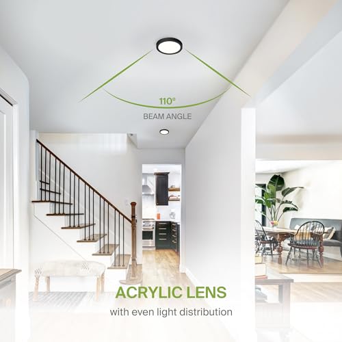 ASD LED 5" Round Flush Mount Ceiling Light Fixture, Low Profile Surface Lighting | 5CCT, Dimmable, Ultra-Thin, ETL Listed | 10W 700LM 2700-6000K 120V | Kitchen, Bedroom, Hallway Lamp | Black by ASD - Image 6
