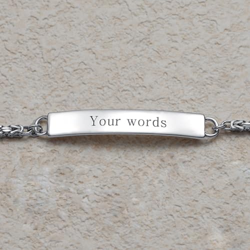 PEIMKO Custom Engraved Byzantine Sterling Silver Bracelet Personalized Bracelet - Custom Name Bracelets for Mom, Wife or Her - Perfect for Birthday, Christmas or Mother's Day Gift2