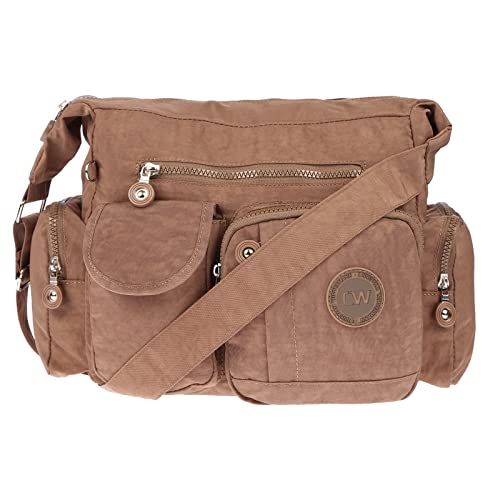 Christian Wippermann Sac à bandoulière en nylon pour femme, marron, 26 x 22 x 13 cm Cover