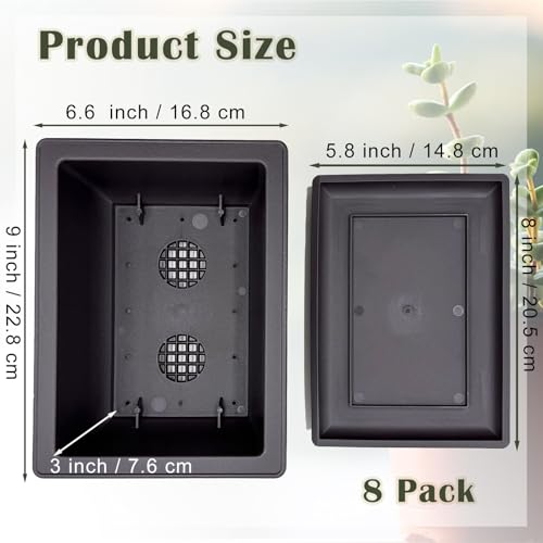 Pots de bonsaï rectangulaires en plastique avec coupelles | Lot de 8