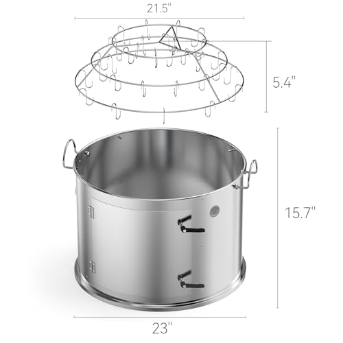 Charkettle Stainless Steel Grill Smoking Kit, with 3-Tier Rib Hanger and Openable Door, Compatible with Weber 22 inch Kettle Grills - Convert Your Kettle into Smoker