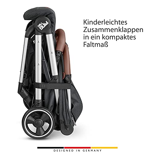 ABC Design Reisebuggy Ping Two – Sportwagen ideal für den Urlaub – Liegeposition – kompaktes Faltmaß mit Transportsicherung – Gesamtbelastung 27 kg - Farbe: storm