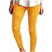 fesfesfes Women High Waist Skinny Stretch Pants with Side Zipper Deaign Pencil Trousers Fashion Trendy Casual Leggings Yellow