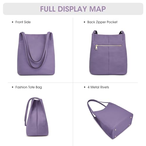 Image of Kattee Genuine Leather Tote Handbag for Women | Soft genuine leather tote with a secure magnetic snap closure for work, shopping, and everyday use.
