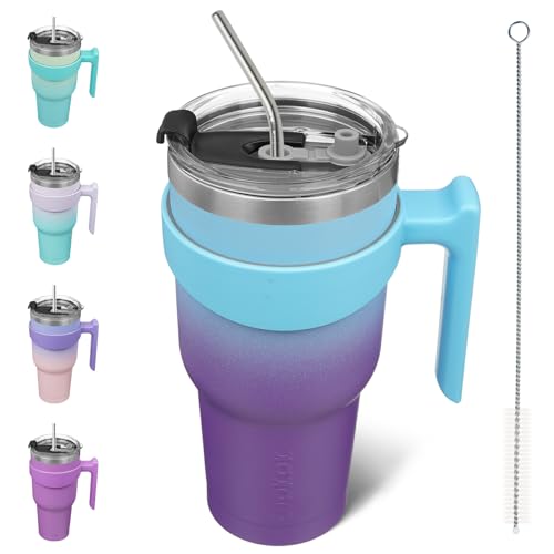 Image of BJPKPK 40 oz Tumbler with Handle & Straw, Insulated Stainless Steel Mug
