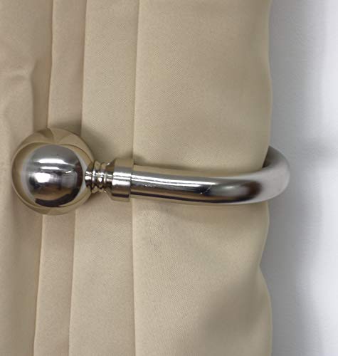 Image of Home Harmony® 25-28mm Diameter Telescopic Extendable Curtain Pole Set With Metal Ball Finial (Silver, Holdback Pair)