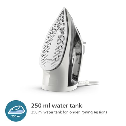 Philips 2000 Series Steam Iron - Up to 25g/min Continuous Steam. 2000W. 250ml Water Tank. Fast Wrinkle Removal. 4 Steam Settings. Ceramic Soleplate. Lightweight for Easy Ironing. Grey (DST2020/80)
