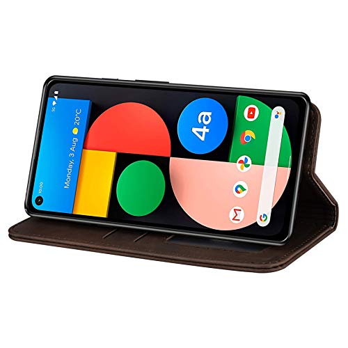BE Case For Google Pixel 5 Flip Leather Book Stand View Folio with Magnetic Closure & Card Slots Full Wallet Smart Cover Google Pixel 5 Phone Case Coffee - Image 2