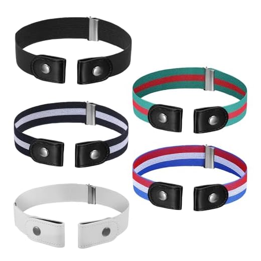 LIQWEI 5 cintos ajustáveis para mulheres e homens, sem fivela, cinto elástico para mulheres e homens, cintos elásticos invisíveis preguiçosos para mulheres elásticas, cinto sem fivela