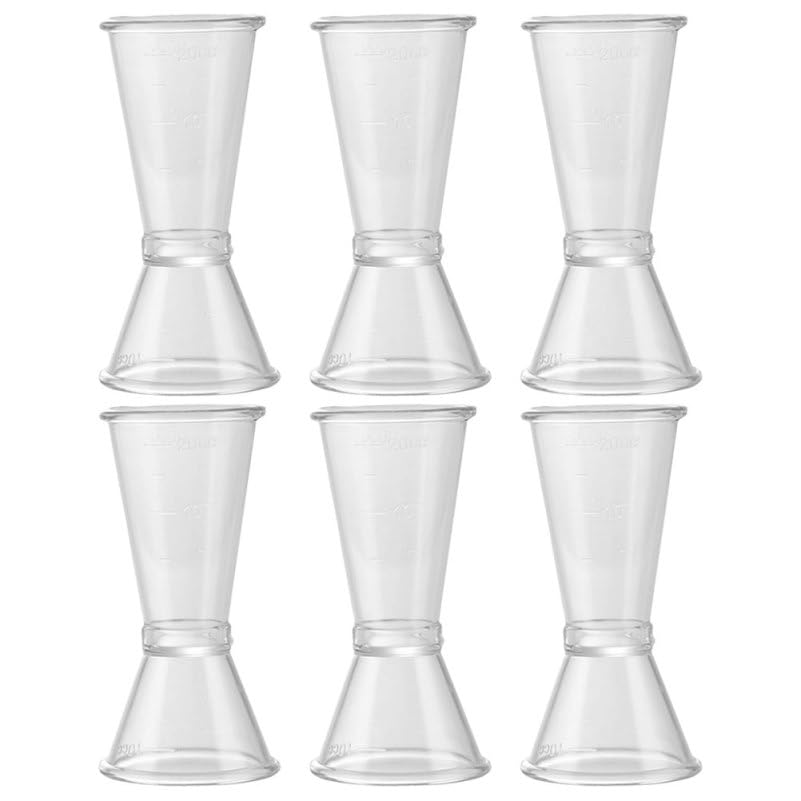 ULTECHNOVO Lot de 6 tasses à mesurer en plastique à double doseur à cocktail à long manche