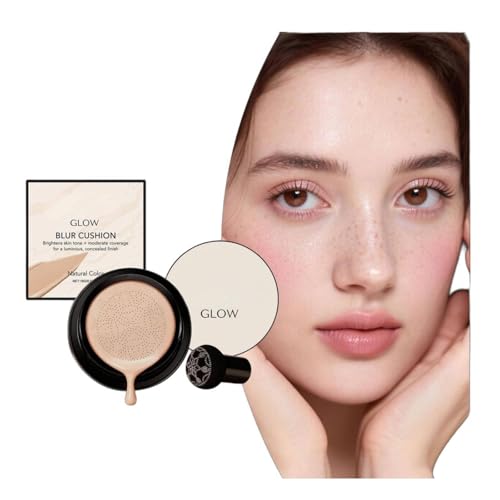 Mushroom Head Air Cushion CC Cream, Natural Finish Foundation for Older Women, Hydrating Moisture Buildable Medium Coverage Makeup, Warm Skin Tones Face Makeup Foundation (Natural Color)
